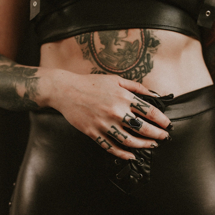 Crypt Black Coffin Ring