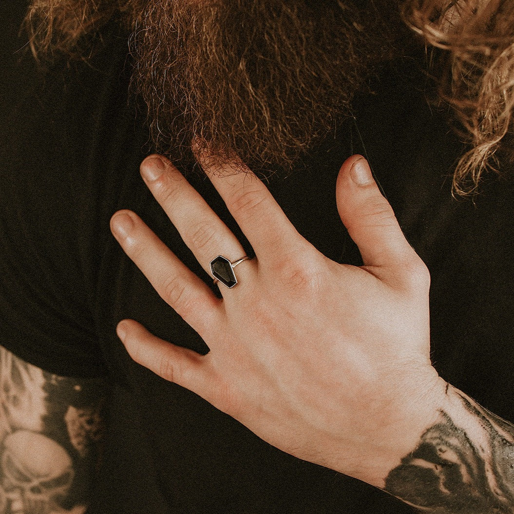 Crypt Black Coffin Ring