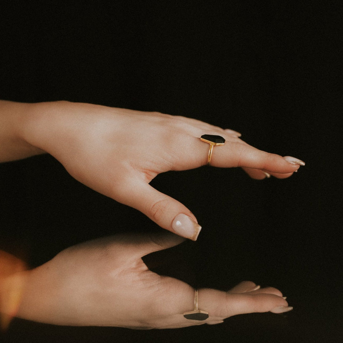 Gold Crypt Black Coffin Gothic Ring