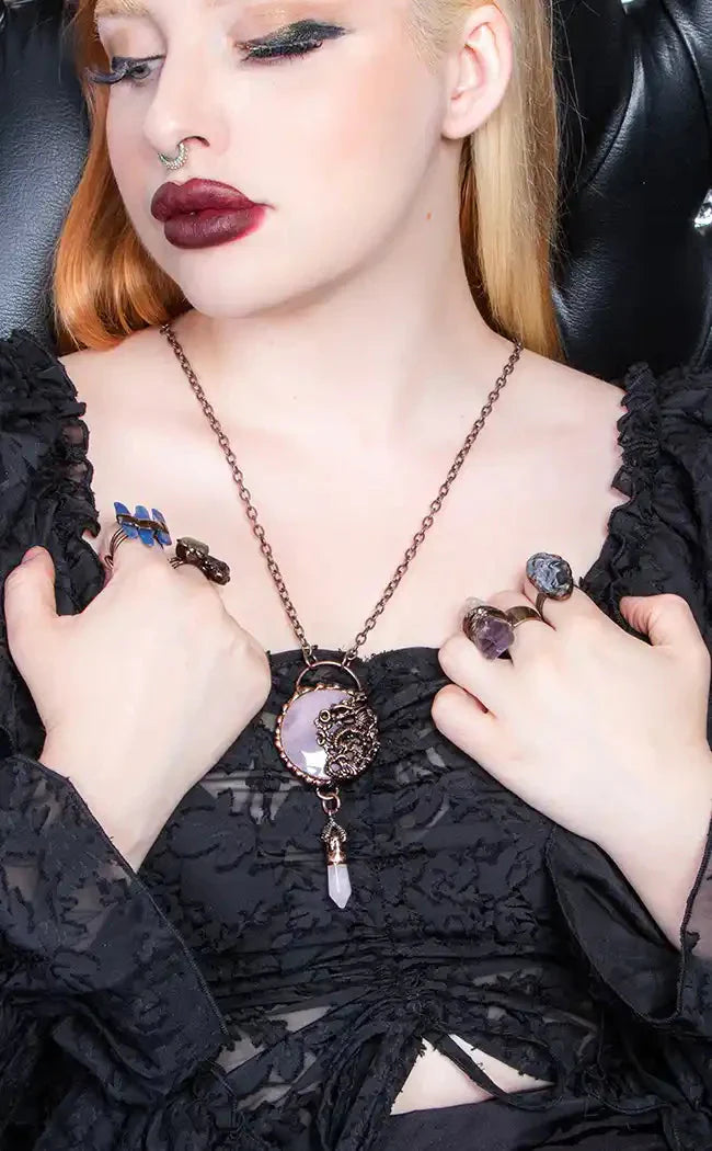 Mythic Dream Dragon Necklace | Rose Quartz