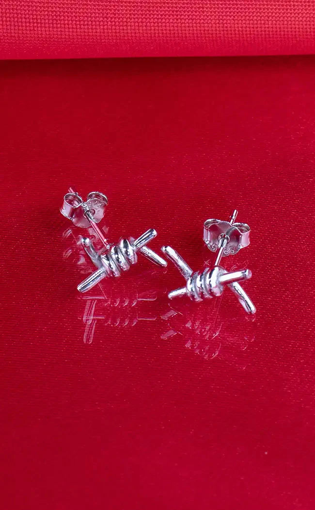 Sterling Silver Barbed Wire Earrings [Silver]
