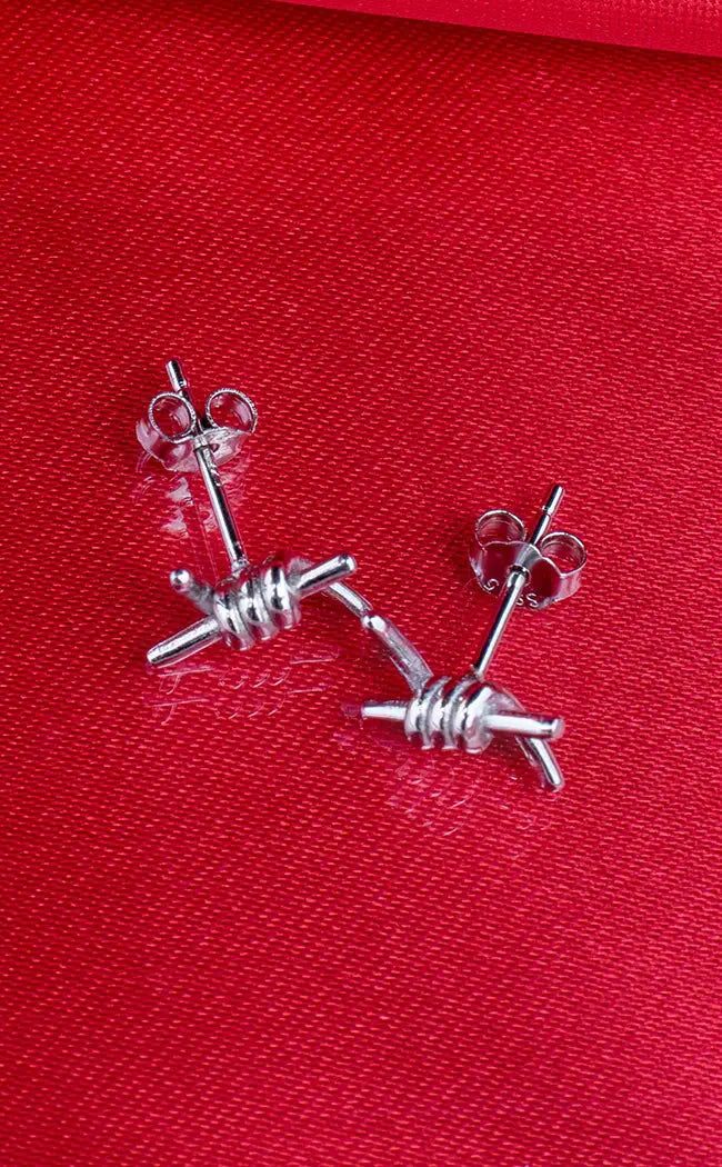 Sterling Silver Barbed Wire Earrings [Silver]