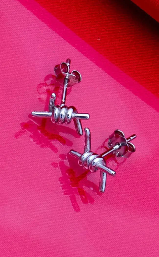 Sterling Silver Barbed Wire Earrings [Silver]