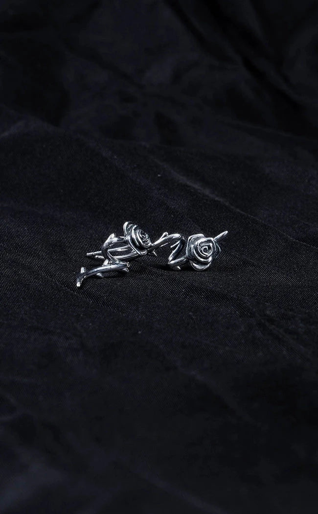 Sterling Silver Thorns & Roses Earrings