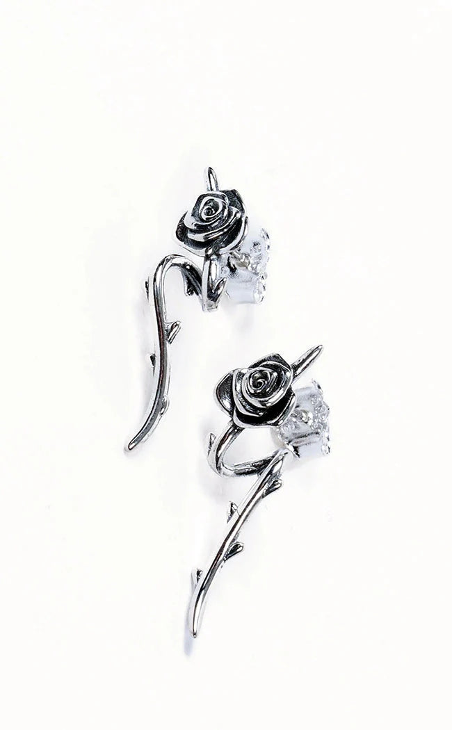 Sterling Silver Thorns & Roses Earrings